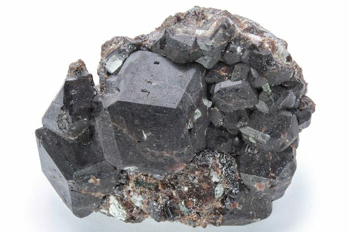 Jet-Black Andradite Garnet Cluster - Inner Mongolia #225113